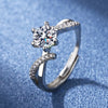 Luckacco Light luxury sweet S925 sterling silver and white gold moissanite ring female six-claw wedding ring