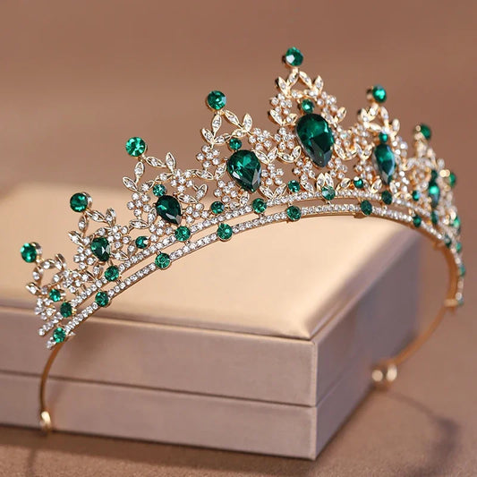 Luckacco Bridal Headwear Green-Colour Women's Fashion Party Crown Girl Performance Tiaras