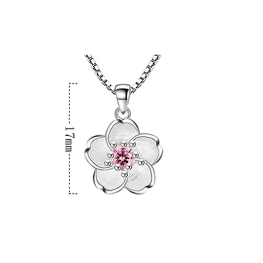 Luckacco 925 Sterling Silver Pink Purple Peach Blossom Necklaces For Women Retro Luxury Jewelry Accessories Freeshiping Items Jewellery