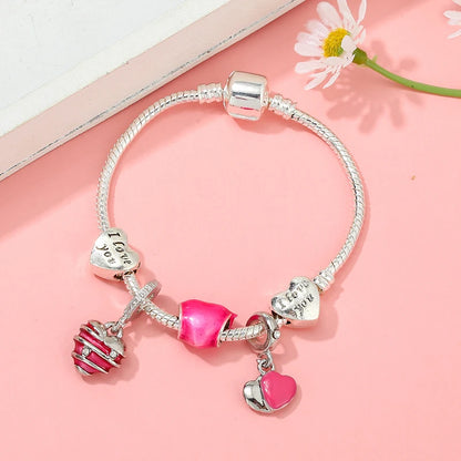Luckacco Romantic Style Jewelry Charm Bracelets With Family Love Beads Bracelet For Women Couples Pulseras Jewelry Gift Special Offer