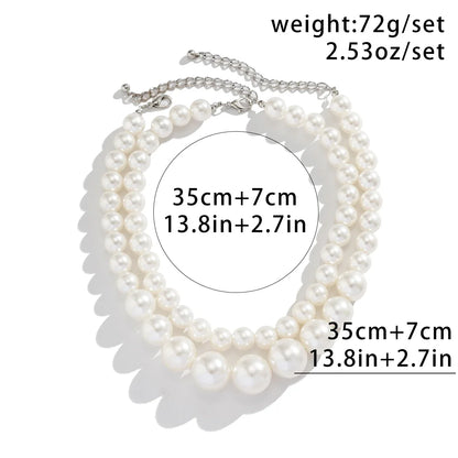 Luckacco 2 Women's European And American Trendy Double Row Large Pearl Necklaces For Outdoor Travel Parties, Holiday Gifts -802057