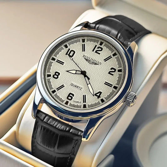 Luckacco Top Brand Man Wristwatch Luxury Business Waterproof Men Watch For Men Quartz Clock Leather Men's Watches reloj+Box Men's Gift