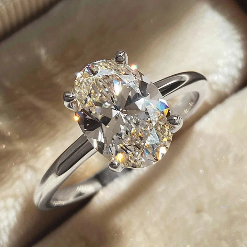 luckacco 925 sterling silver luxury shiny 1-8ct zircon engagement ring wedding band for women promise eternity ring fine jewelry gift