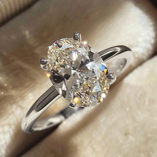 Luckacco 925 Sterling Silver Luxury Shiny 1-8CT Zircon Engagement Ring Wedding Band For Women Promise Eternity Ring Fine Jewelry Gift
