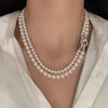 Luckacco Fashion Aristocratic Double-Layer Layered Pearl Necklace for Women Detachable Vintag Banquet Jewelry Collarbone Chain