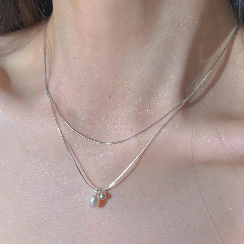 luckacco panjbj 925 sterling silver moonstone necklace for women girl individuality geometric simple jewelry birthday gift