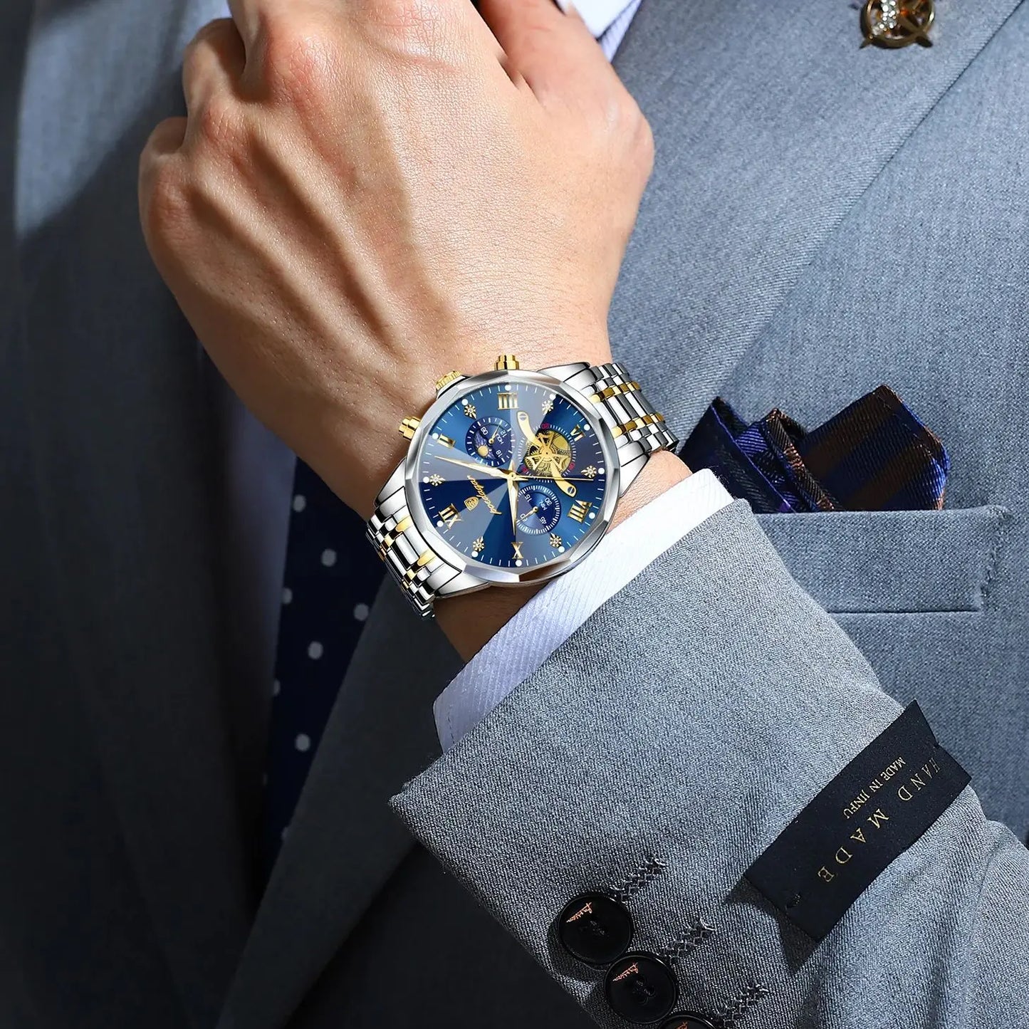 luckacco poedagar luxury men watch top original waterproof luminous chronograph man wristwatch stainless steel quartz men's watches reloj