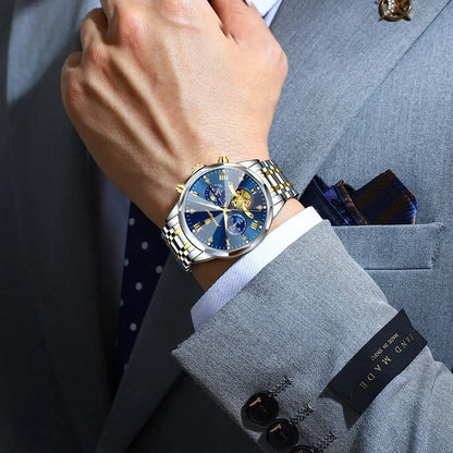 Luckacco POEDAGAR Luxury Men Watch Top Original Waterproof Luminous Chronograph Man Wristwatch Stainless Steel Quartz Men's Watches Reloj