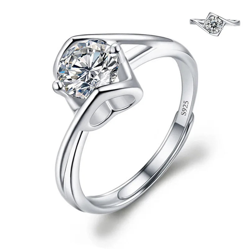 luckacco never fade luxury classic 18k white gold color ring solitaire 2 carat zirconia diamant wedding band women jewelry accessories
