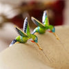 Luckacco New Cute Hummingbird Dropping Oil Earrings for Women's Fashion and Minimalist Bird Earrings and Earrings