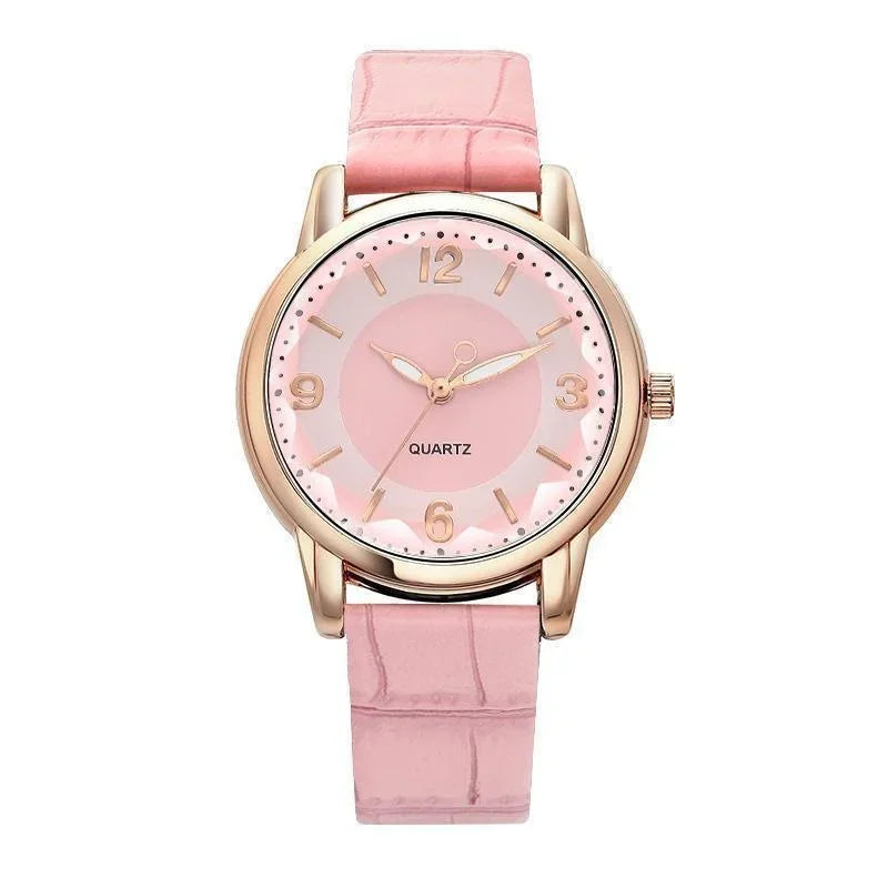 luckacco leather strap ladies quartz  watch polygon glass luxury women wristwatches clocks dial quartz creative fashion watch reloj часы