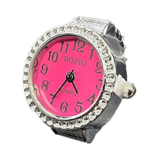 Luckacco Steel Fun New Roman Quartz Finger Watch Rings Vintage Punk Mini Elastic Strap Alloy Watches Couple Rings Jewelry Clock Women Men