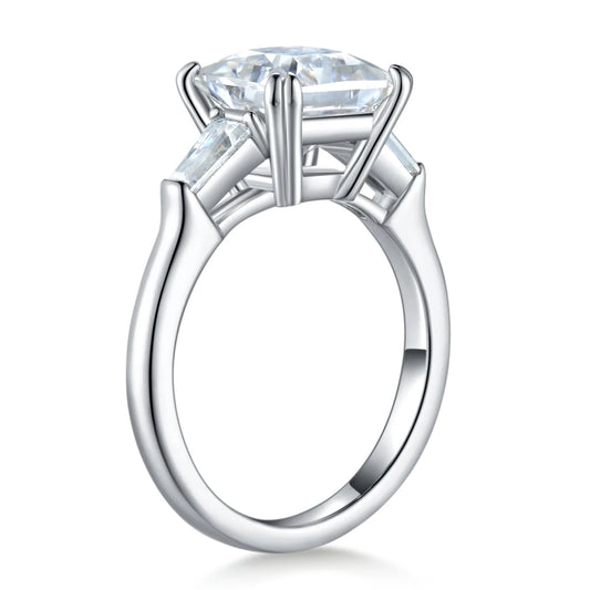 Luckacco DEZO 3ct Princess Cut Moissanite Engagement Ring D Color Solid 925 Sterling Silver GRA Certificate 3-Stone Wedding Rings For Wom