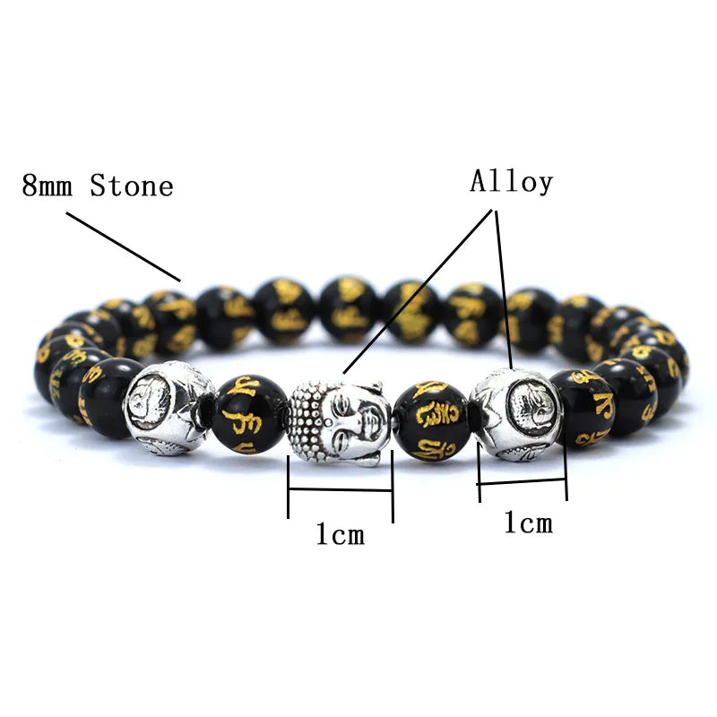 luckacco minimalist men bracelet natural 8mm stone vintage buddha braclet homme meditation yoga jewelry lava tiger eyes beaded braslet
