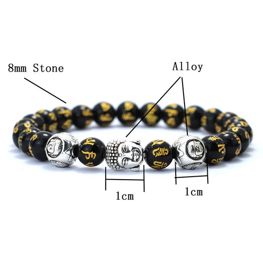 Luckacco Minimalist Men Bracelet Natural 8mm Stone Vintage Buddha Braclet Homme Meditation Yoga Jewelry Lava Tiger Eyes Beaded Braslet