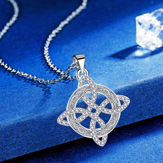 Luckacco YILUOCD Magic Witch Knot Zirconia Pendant Necklace Witchcraft  Good Luck Amulet Wicca Protection Jewelry For Women