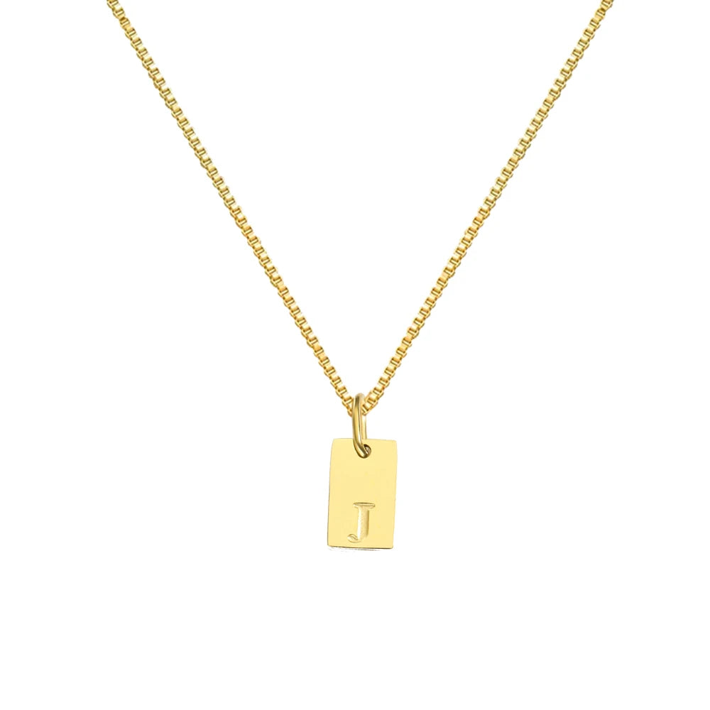 luckacco initial necklace letter pendant chamrs stainless steel necklace jewelry women's necklace box chain choker woman trend 2025 gift