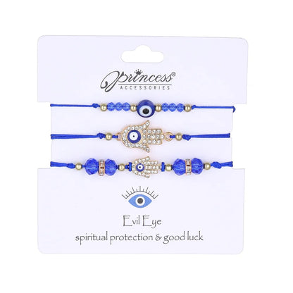 Luckacco 3pcs Turkish Evil Eye Palm Butterfly Bracelets for Men Women Lucky Eyes Bead Round Shaped Woven Chain Bracelets Jewelry Gift