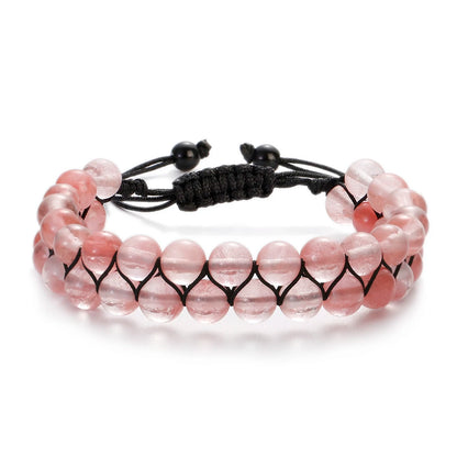 Luckacco Fashion Men Tiger Eye Natutal Stone Beaded Braided Bracelet Bangles Handmade Double Layer Lapis Lazuli Bracelets Hommes