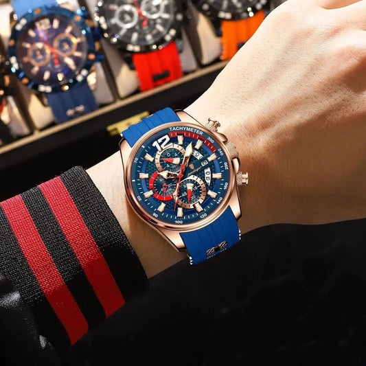Luckacco POEDAGAR Luxury Military Men Watch Calendar Chronograph Waterproof Luminous Man Wristwatch Fashion Silicone Quartz Men's Watches
