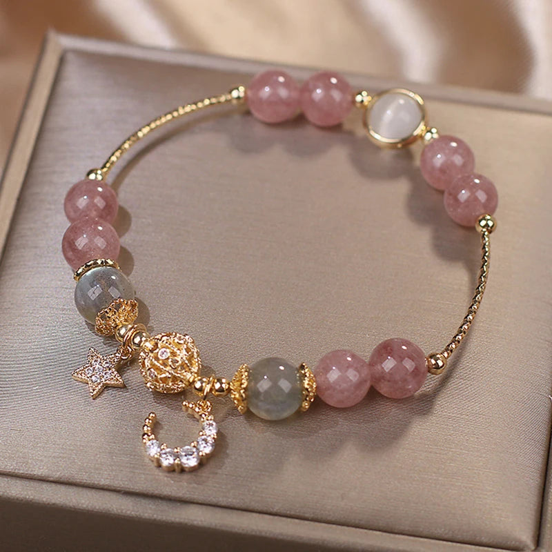 luckacco unique fashion firecracker crystal beaded bracelet friendship glass bracelets for girls star moon cloud flower jewelry
