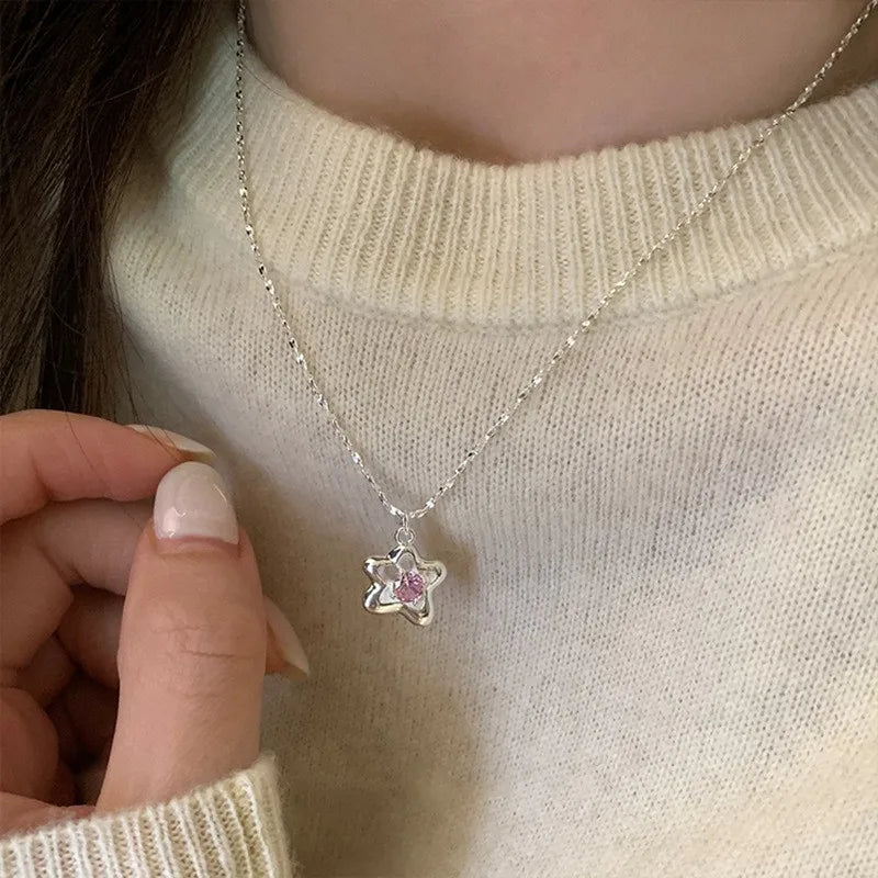 luckacco new trendy fashion 925 silver pearl simple elegant thin chain pendant necklace for women girl jewelry dropship