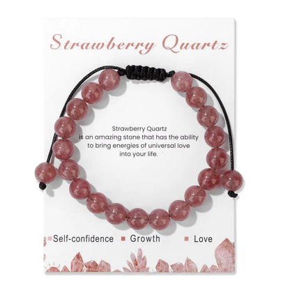 Luckacco Adjustable Healing Amethysts Bracelets For Women Men Natural Stone 8mm Beads Braided Bracelet Stress Relief Anxiety Jewelry