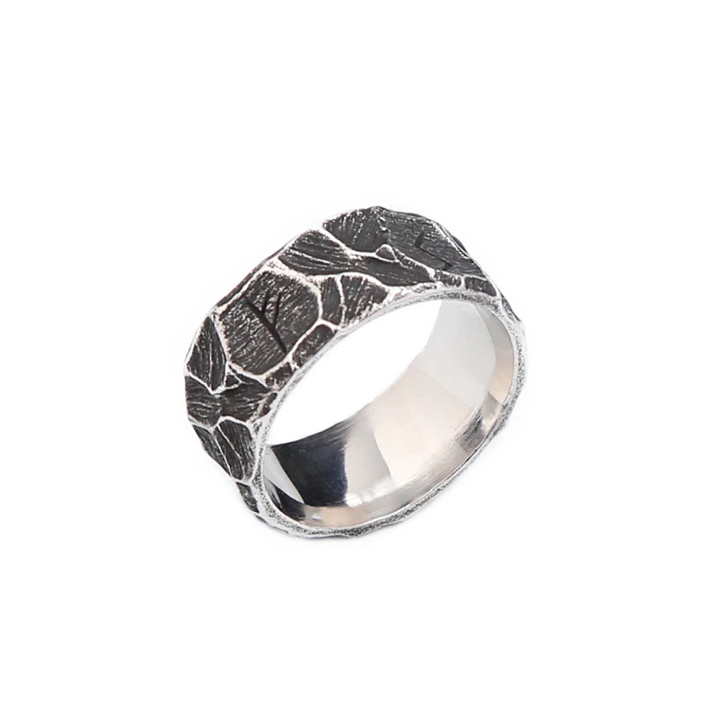 luckacco vintage stainless steel nordic viking rune rings for men women fashion punk biker couple amulet ring jewelry gift