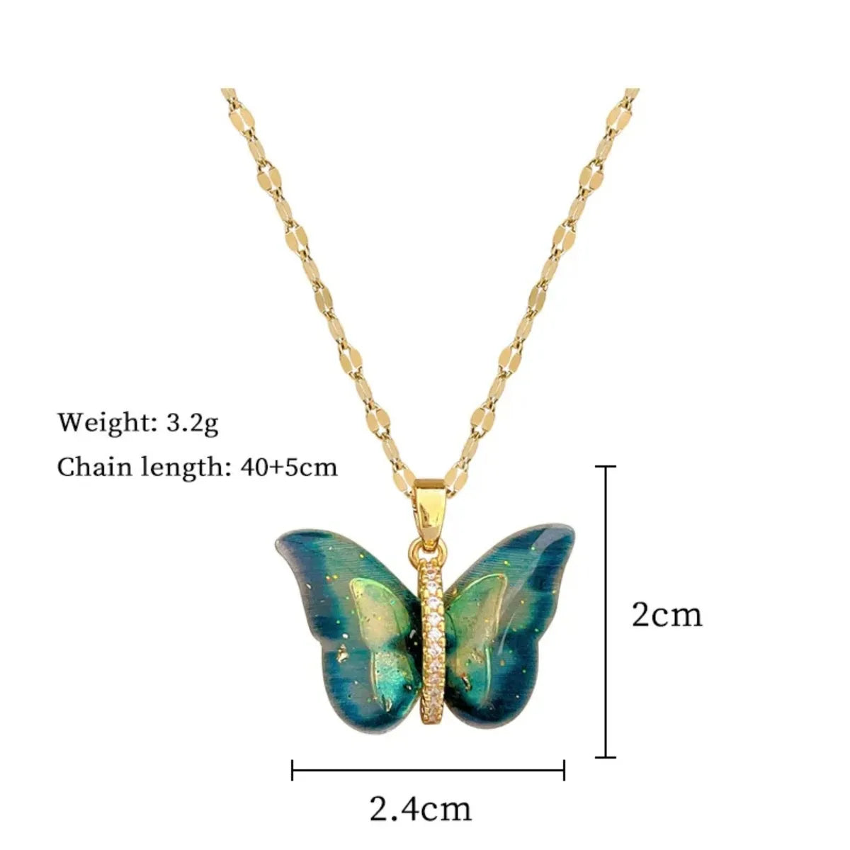 luckacco 1pcs gold butterfly series copper encrusted zircon pendant titanium steel chain simple and elegant necklace
