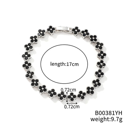 Luckacco Classic Fashion Colored Crystal Flower Lucky Bracelet Women Personalized New Stainless Steel Bracelet Party Jewelry Accessories