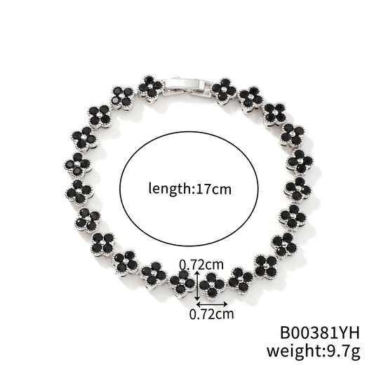 Luckacco Classic Fashion Colored Crystal Flower Lucky Bracelet Women Personalized New Stainless Steel Bracelet Party Jewelry Accessories