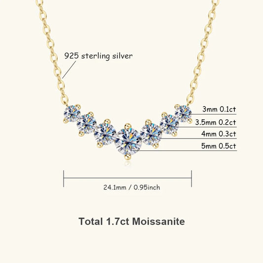 Luckacco U-Smile Moissanite Necklace D VVS1 for Women D Color Sparkling Lab Diamon Luxury Necklaces 925 Sterling Silver GRA Certified