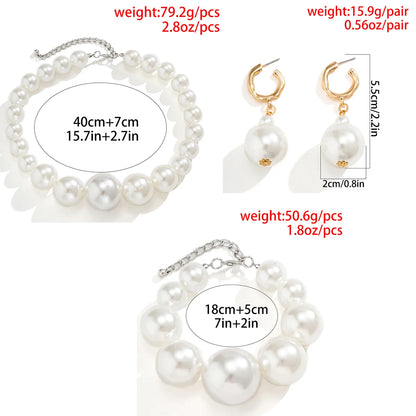 Luckacco Exaggerated Fashion Big Imitation Pearl Choker Necklace for Women Wedding Bridal Temperament Bead Maxi Chain Christmas Jewelry