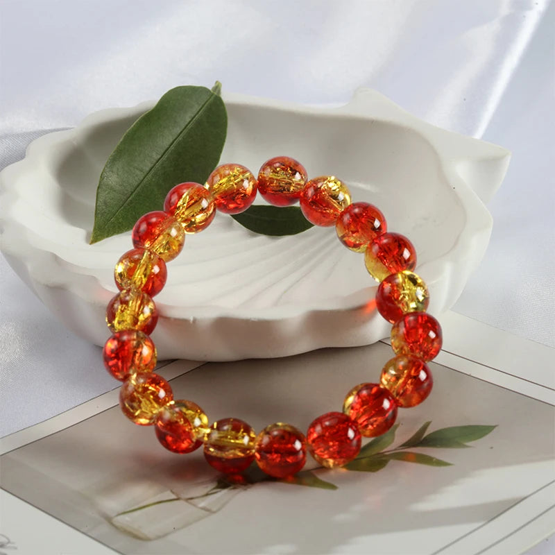 luckacco shinning crystal beads elastic bracelet korean style colorful crystal glass beaded bracelet bangles for women