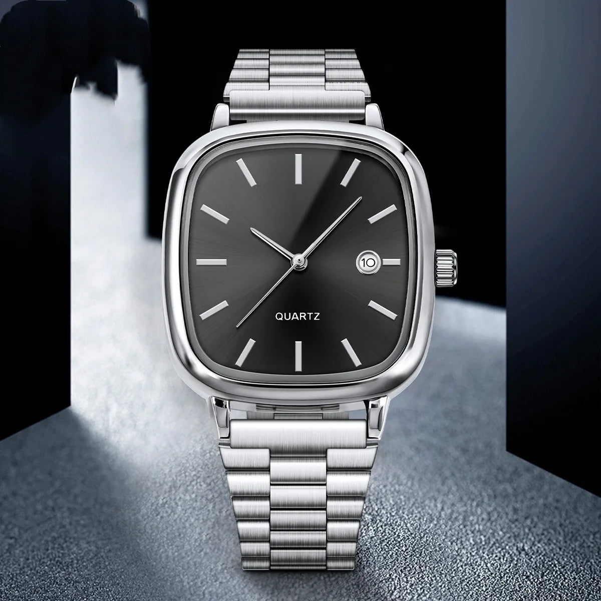 luckacco fashion brand men watch steel strap business calendar quartz watches luxury wristwatches gift  big dial clock