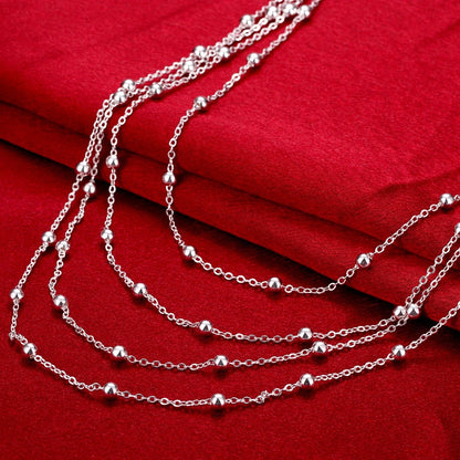 Luckacco Hot sale 925 Sterling Silver Fashion Jewelry 18 inches Smooth Bead Chain Necklace For Women Wedding Birthday Gifts