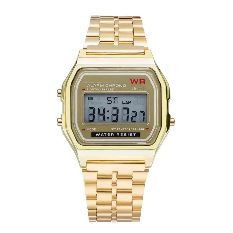 luckacco fashion mens watch digital led luxury stainless steel square wristwatch electronic watches for men female clock reloj hombre