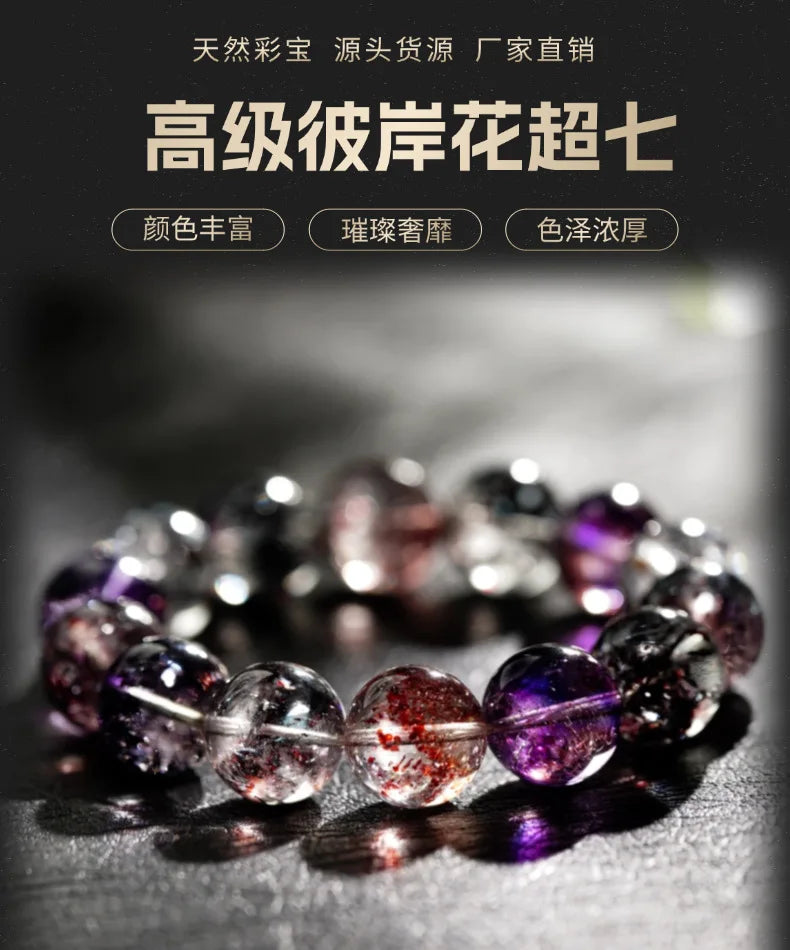 luckacco natural brazilian collectible begonia flower super seven venom crystal bracelet red super gold strawberry girl gift