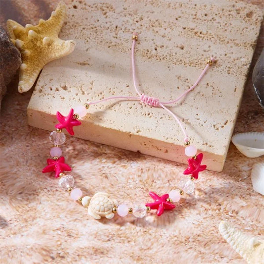 Luckacco Bohemian Imitation Shell Beads Bracelet For Women Sea Star Turtle Woven Rope Bracelet Handmade Friendship Beach Holiday  Jewelry