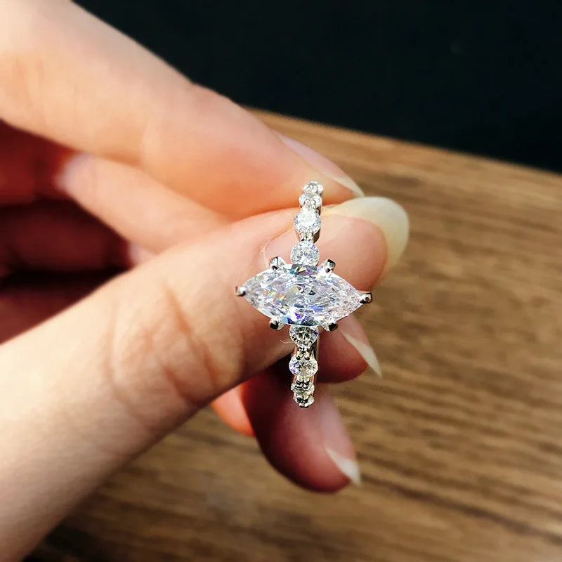 luckacco daily picks new fashion design marquise cubic zirconia set rings for women modern trend bridal wedding earrings sparkling jewelry