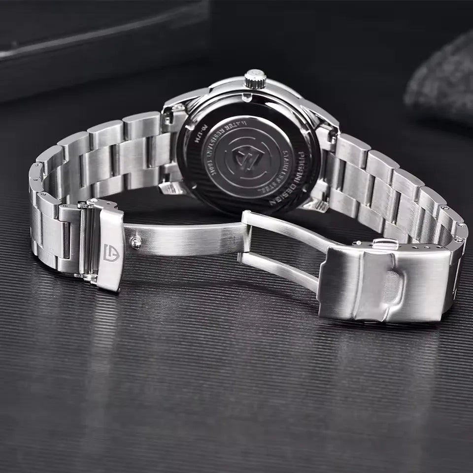 luckacco pagani design 40mm meteorite dial men quartz watches luxury business sapphire 316l stainless steel 100m waterproof watch for men