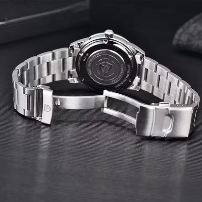 Luckacco PAGANI DESIGN 40MM Meteorite dial Men Quartz Watches Luxury Business Sapphire 316L Stainless Steel 100M Waterproof Watch For Men