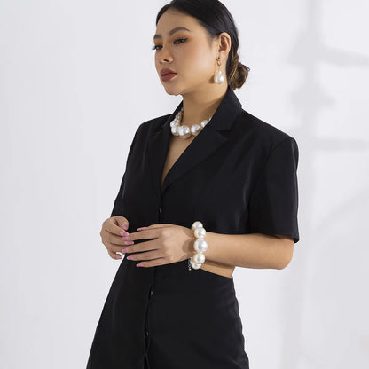 Luckacco DIEZI Elegant Big Imitation Pearl Choker Necklace For Women Fashion Girls Gift Statement Collar Choker Necklace New Jewelry
