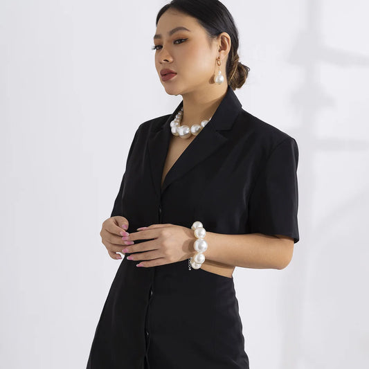 Luckacco DIEZI Elegant Big Imitation Pearl Choker Necklace For Women Fashion Girls Gift Statement Collar Choker Necklace New Jewelry