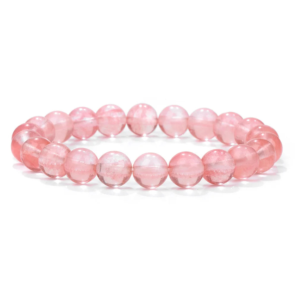 luckacco fashion natural stone pink angelite beads bracelet 8mm sunstone beaded energy yoga bracelet jewelry for women handmade gifts