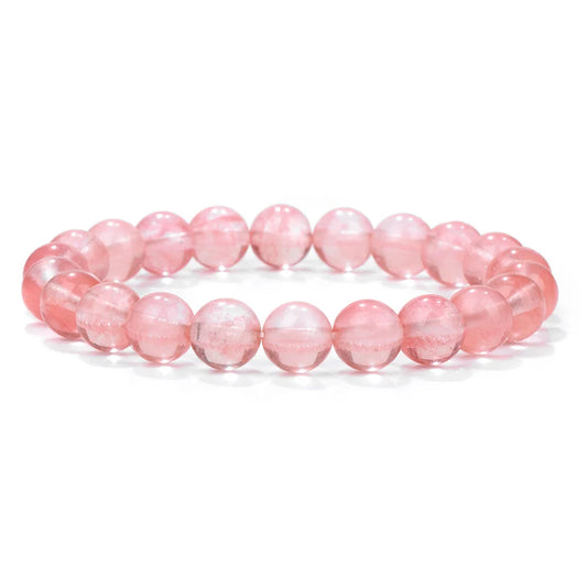 Luckacco Fashion Natural Stone Pink Angelite Beads Bracelet 8mm Sunstone Beaded Energy Yoga Bracelet Jewelry for Women Handmade Gifts
