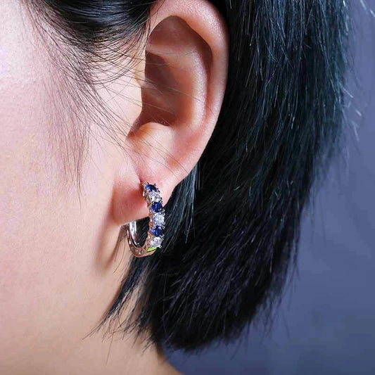 Luckacco New Arrival 925 Sterling Silver pendientes Fashion Round Circle Clear Mosaic CZ Zircon Stud Earrings for Women Jewelry brincos