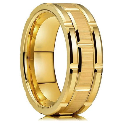 Luckacco Fashion Stainless Steel Rings for Men Jewelry Accessories Anniversary Gift Trendy Double Groove Watch Band Shape Brushed Rings