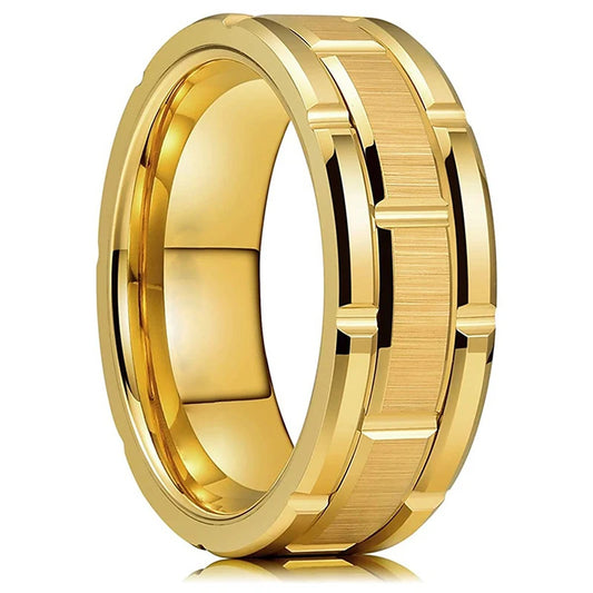 Luckacco Fashion Stainless Steel Rings for Men Jewelry Accessories Anniversary Gift Trendy Double Groove Watch Band Shape Brushed Rings