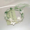 Luckacco Chinese Style Lotus Butterfly Beaded Bracelets for Women Fashion Green Bead Handmade Bracelets Exquisite Sweet Jewelry Gifts